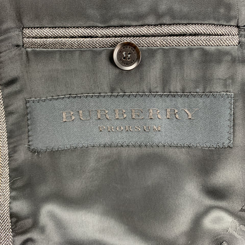 BURBERRY PRORSUM 40 Grey Herringbone Wool 32 x 32 Notch Lapel  Suit