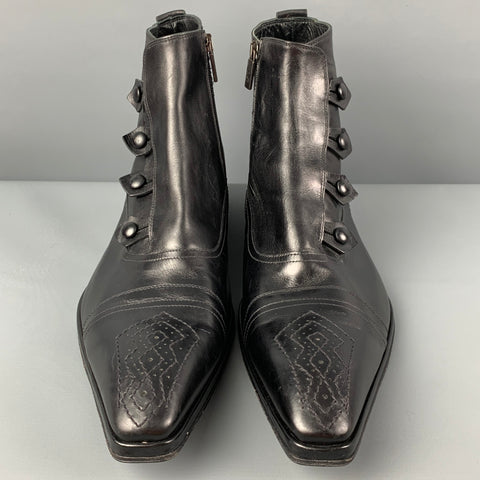 Jo GHOST Botas con botones laterales de cuero negro talla 13