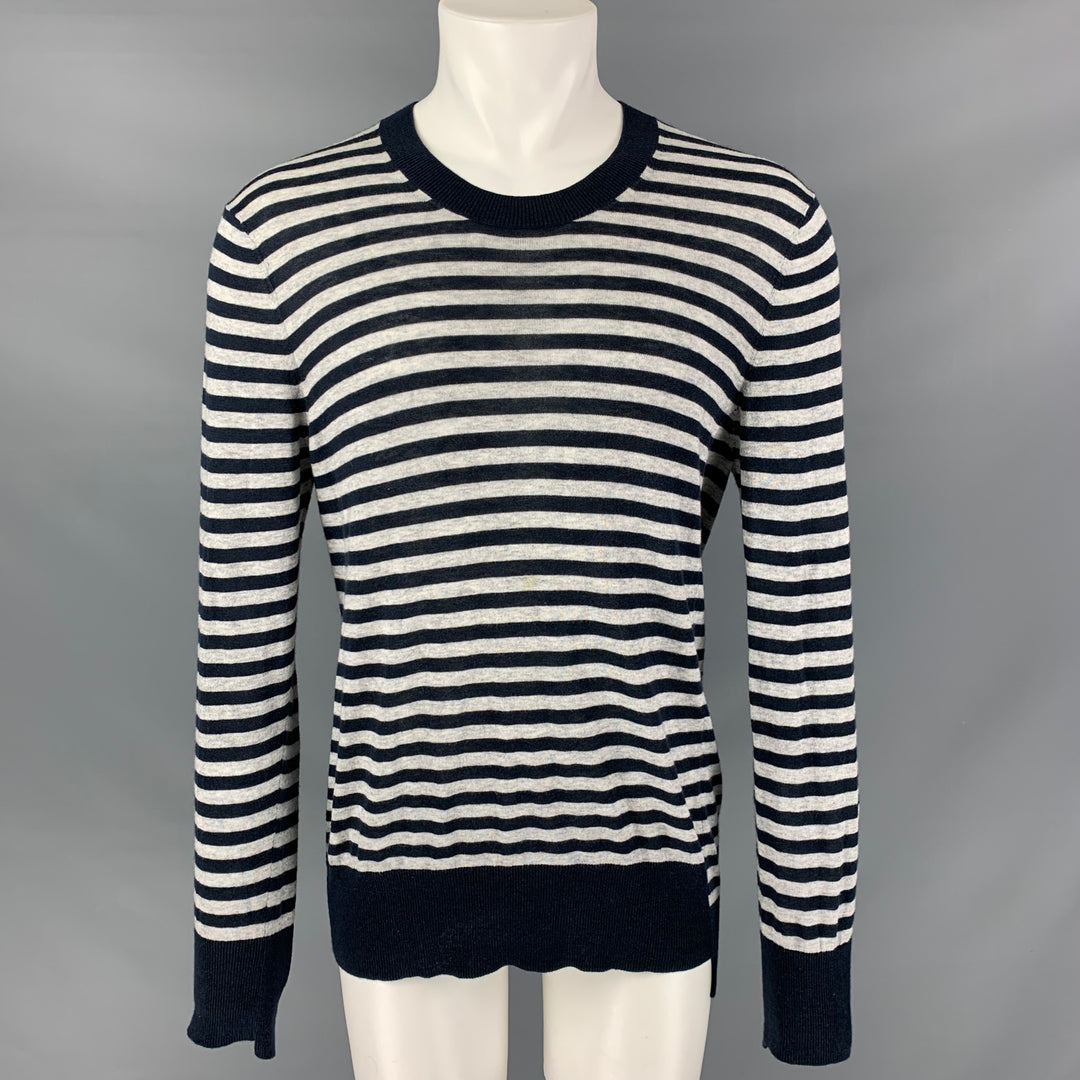ACNE Size S Navy &  Grey Stripe Cotton and Cashmere Long Sleeve Pullover