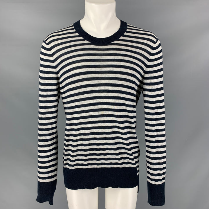 ACNE Size S Navy &  Grey Stripe Cotton and Cashmere Long Sleeve Pullover