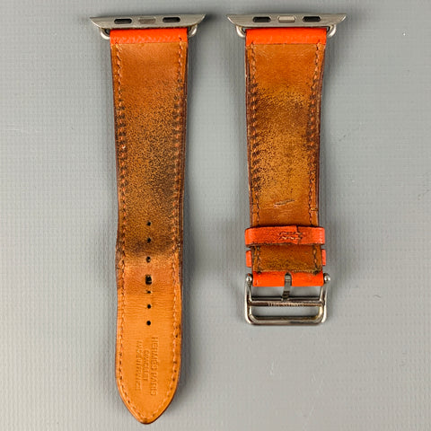 HERMES Orange Leather Smart Watch Band
