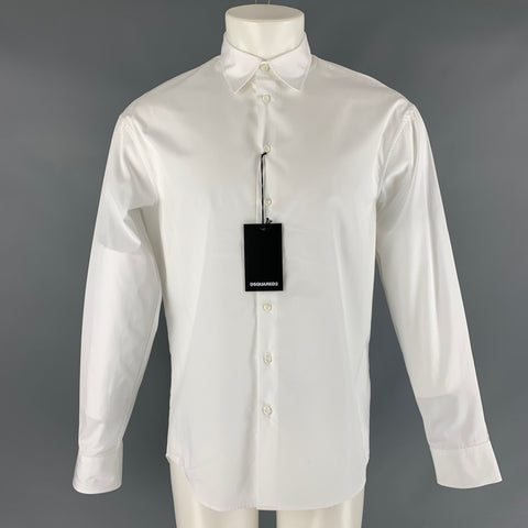 DSQUARED2 Taille XS Chemise à manches longues boutonnée en coton graphique blanc noir