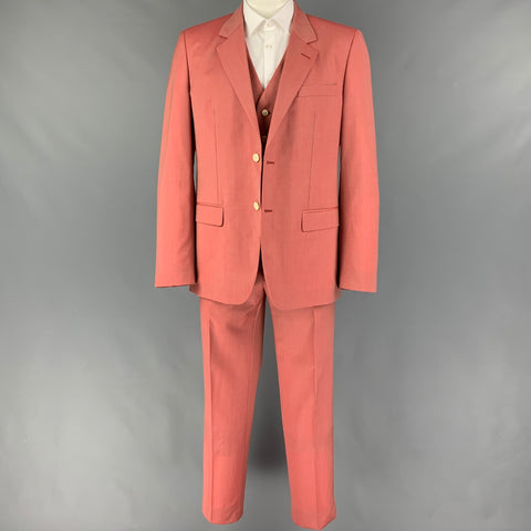 MARC JACOBS Size 44 Salmon Wool Notch Lapel 3 Piece Suit