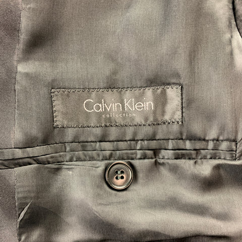 CALVIN KLEIN COLLECTION Size 40 Black Metallic Viscose Blend Notch Lapel Suit