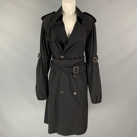 Vintage JEAN PAUL GAULTIER Size 10 Black Wool / Polyamide Double Breasted Trench Coat