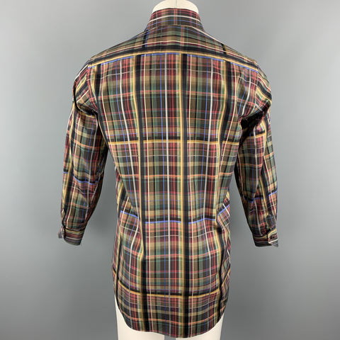 ETRO Camisa de manga larga con botones de algodón a cuadros multicolor talla S
