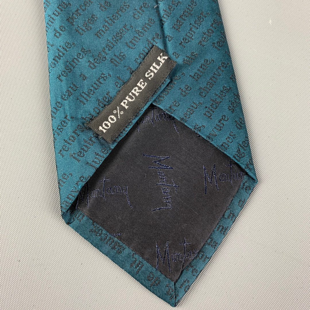 CLAUDE MONTANA Teal Silk Epingles de Cravates Tie