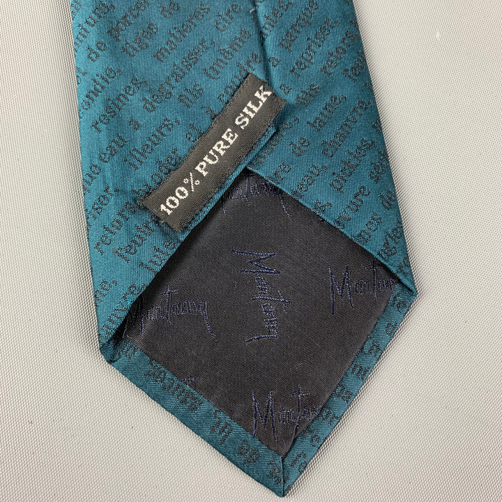 CLAUDE MONTANA Teal Silk Epingles de Cravates Tie