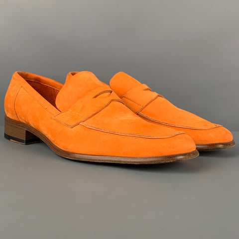 VIVIENNE WESTWOOD MAN Size 10 Orange Suede Penny Loafers
