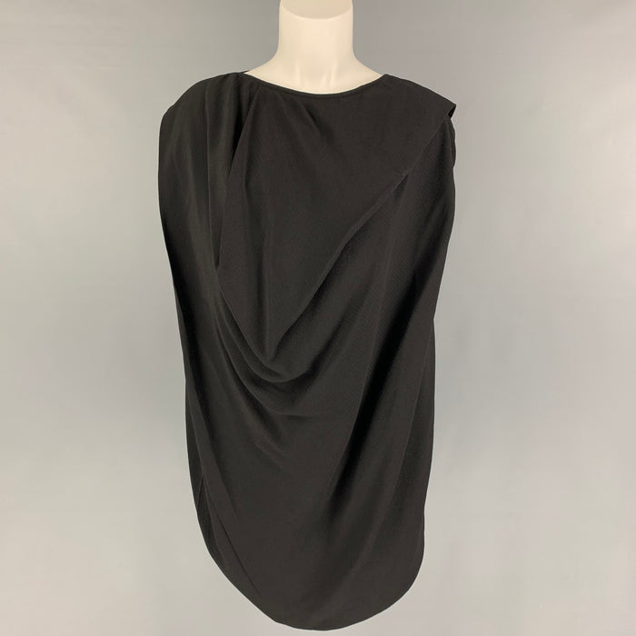 RICK OWENS GLITTER FW 17Size 8 Black Viscose Draped Sleeveless Blouse