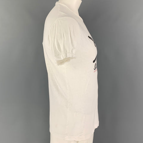 DSQUARED2 Size XL White D2 Graphic Cotton  T-shirt