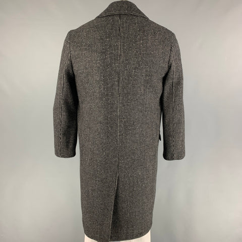THE KOOPLES Size S Black Grey Grid Wool Blend Notch Lapel Coat