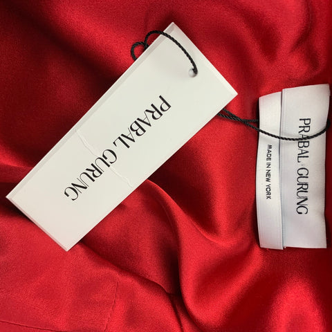 PRABAL GURUNG Size 2 Red Polyester Sequined Spaghetti Straps Dress Top