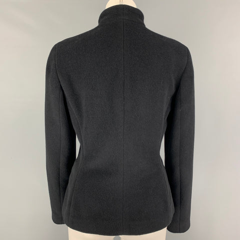 GIORGIO ARMANI Size 6 Black Angora Blend Zip Up Jacket