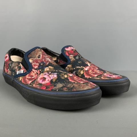 VANS Size 11 Multi-Color Floral Canvas Slip On Sneakers
