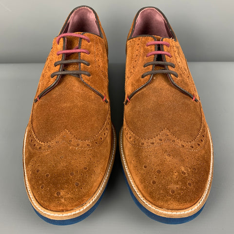 TED BAKER Size 11 Brown Perforated Leather Wingtip Lace Up Shoes