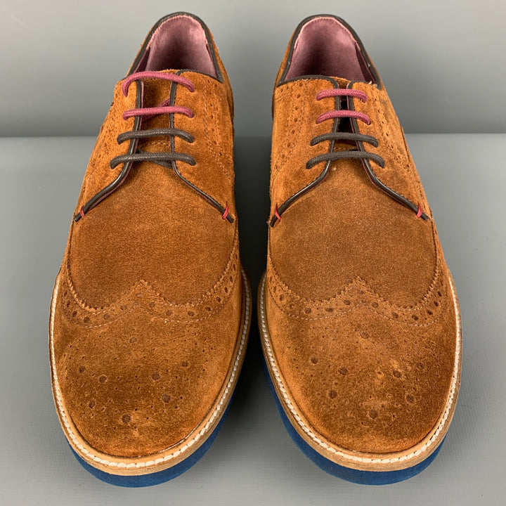 TED BAKER Size 11 Brown Perforated Leather Wingtip Lace Up Shoes