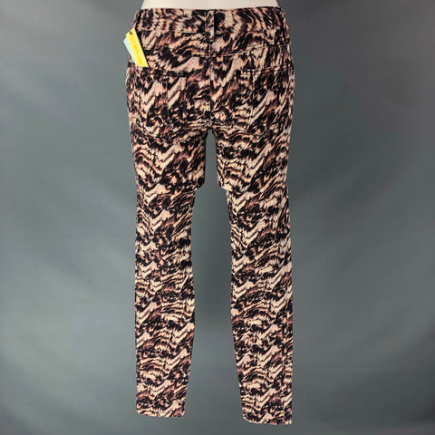 ALICE + OLIVIA Size 2 Beige &  Brown Cotton Blend Marbled Jeans