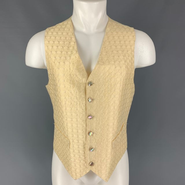 FAVOURBROOK Size 38 Beige Embroidery Linen Buttoned Vest