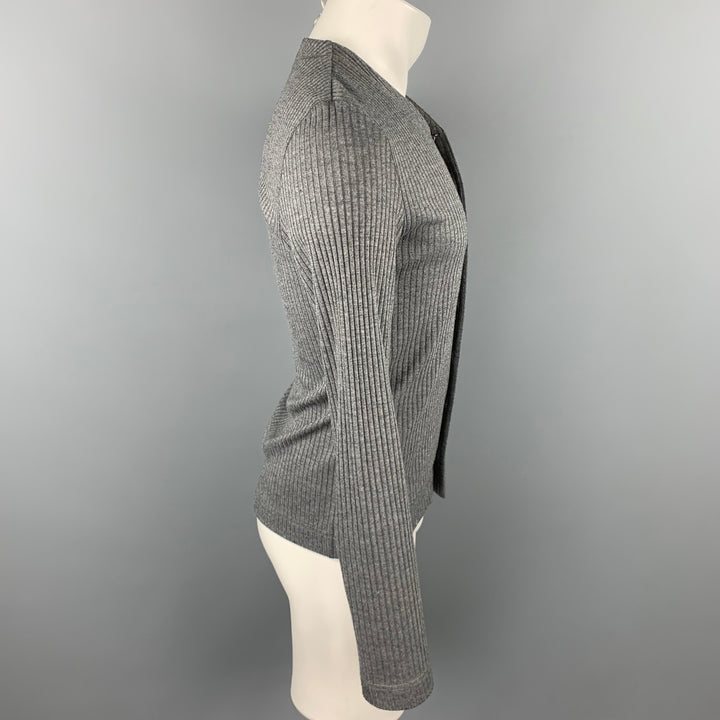 DOLCE & GABBANA Size XS Grey Ribbed Knit Buttoned Cardigan