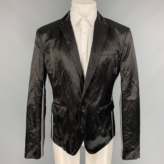 LOVE MOSCHINO Black Wrinkled Cotton Blend Notch Lapel Sport Coat