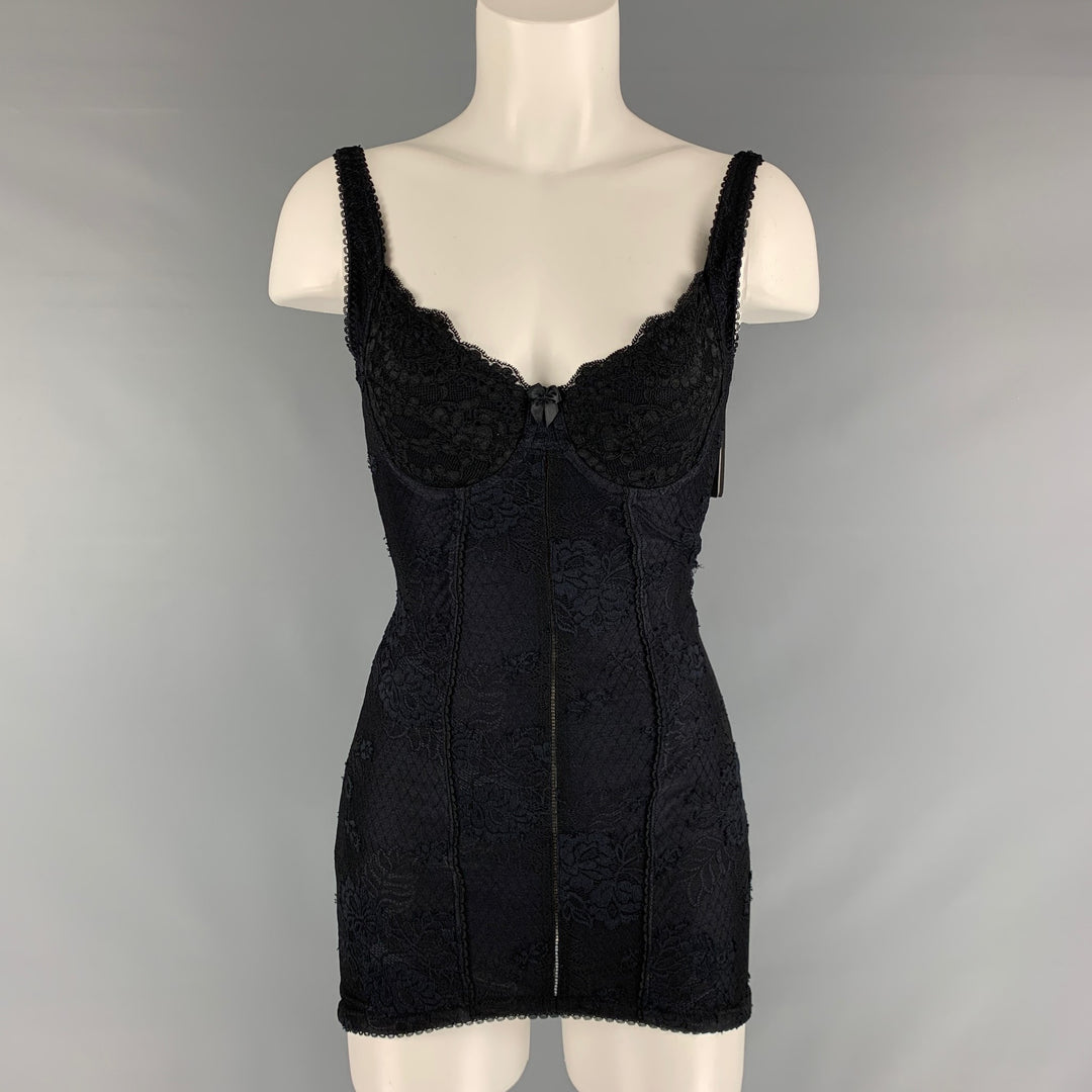 BALENCIAGA Size 4 Black Lace Fitted Mini Cocktail Dress