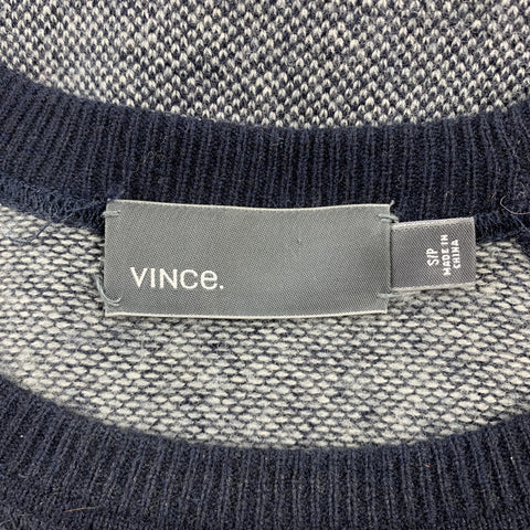 VINCE Talla S Jersey gris jaspeado de lana/cachemira con cuello redondo