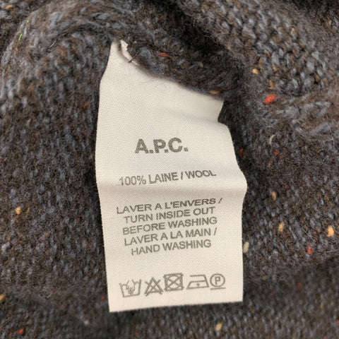 A.P.C. Size S Grey Brown Knitted Wool Crew-Neck Sweater