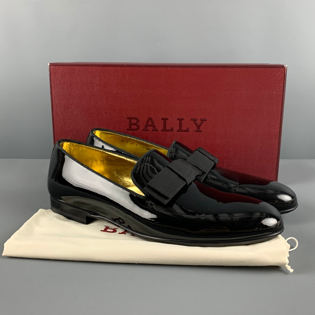 BALLY Size 11 Black Solid Leather Slip On Loafers