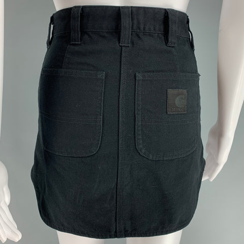 CARHARTT Taille XS Mini-jupe asymétrique en coton noir