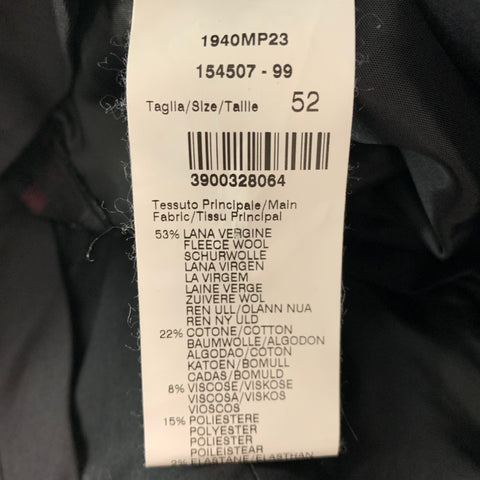 MSGM Size 36 Black Burgundy White Plaid Wool Blend Zip Fly Dress Pants