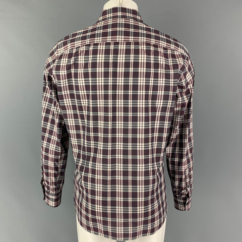 LAB by PAL ZILERI Size M White Purple Plaid Cotton Button Down Long Sleeve Shirt