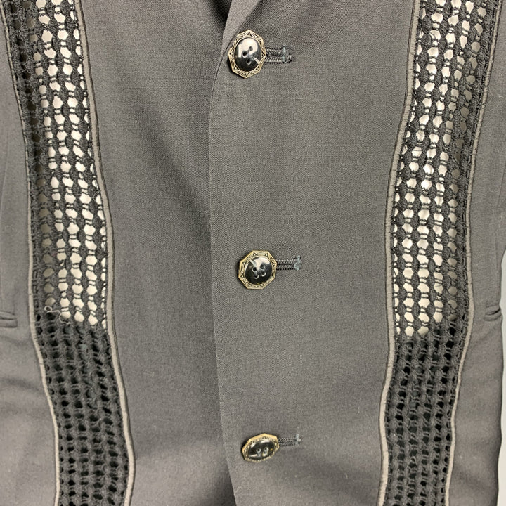 Vintage MATSUDA Size 42 Black Rayon / Wool Notch Lapel Suit