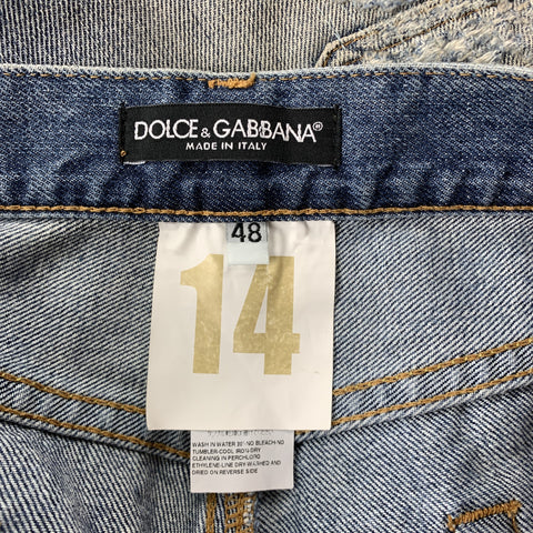 DOLCE & GABBANA Size 32 Indigo Distressed Denim Button Fly Jeans