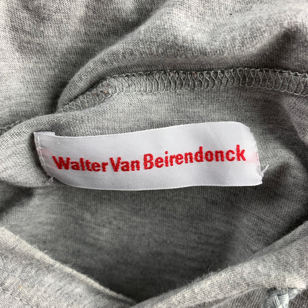 WALTER VAN BEIRENDONCK S/S 08 Size XXL Light Grey Sex Clown 2057 Graphic Cotton Hooded Pullover