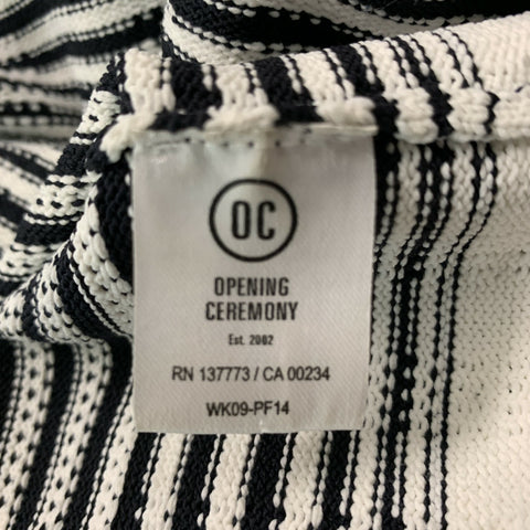 OPENING CEREMONY Size S Black & White Stripe Nylon Crew-Neck Pullover
