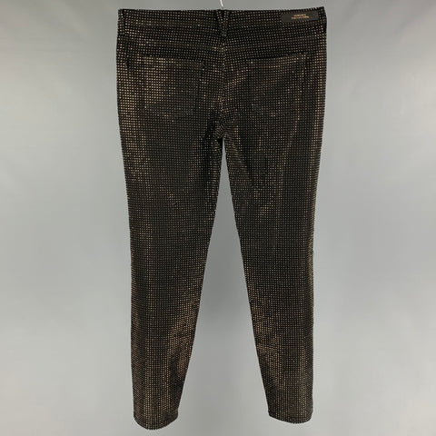 VERSACE COLLECTION Size 32 Black Gold Studded Cotton Casual Pants