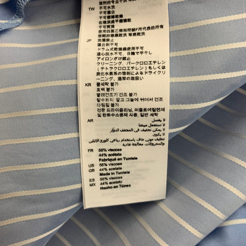 SANDRO Taille L Chemise à manches courtes boutonnée en mélange de viscose à rayures bleues et blanches