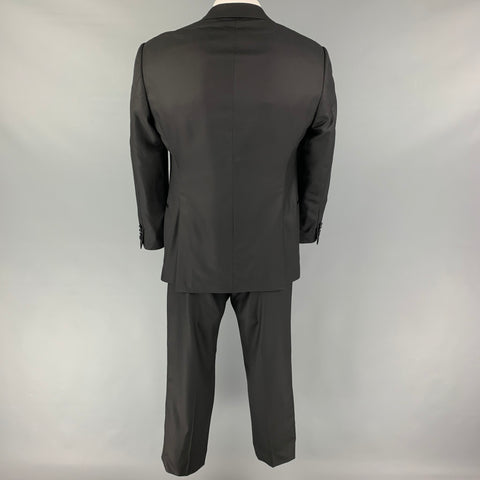 GIORGIO ARMANI Size 42 Black Wool Peak Lapel Tuxedo Suit