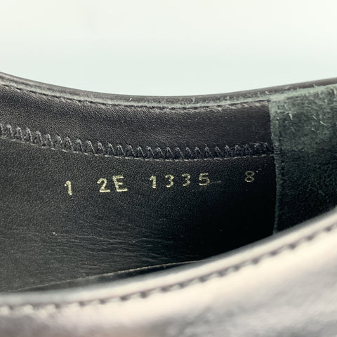 PRADA Taille 9 Chaussures à lacets en cuir perforé noir à bout d'aile texturé