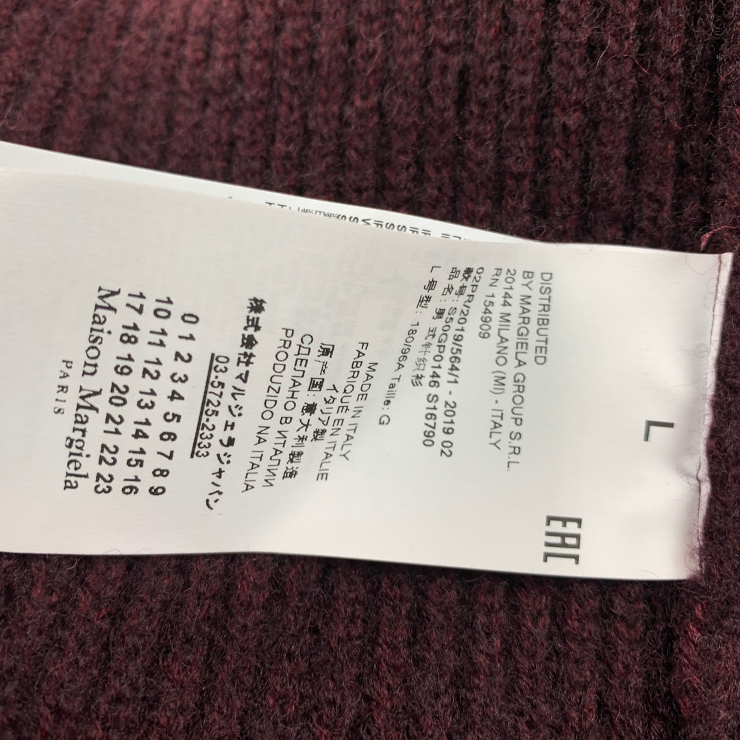 MAISON MARGIELA Size L Burgundy Knit Wool Zip Up Cardigan Jacket