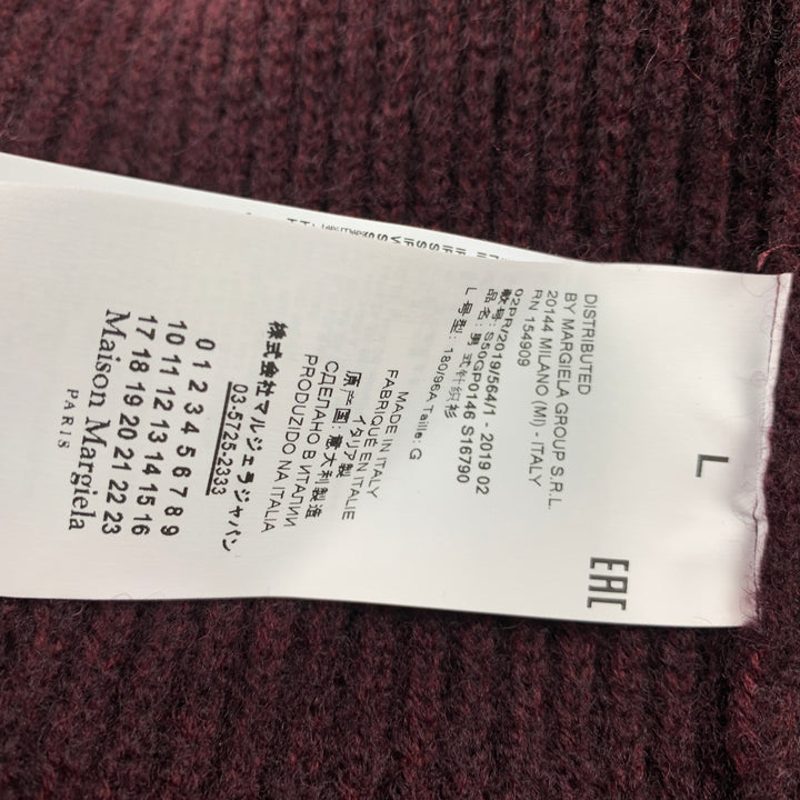MAISON MARGIELA Size L Burgundy Knit Wool Zip Up Cardigan Jacket