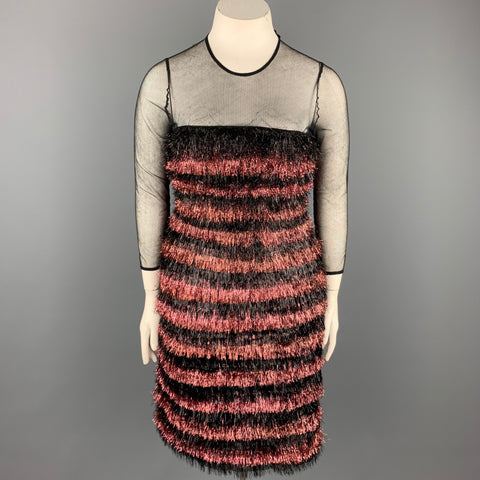 BURBERRY PRORSUM F/W 12 Taille 10 Robe de cils illusion en nylon noir et rose / polyester Tinsel