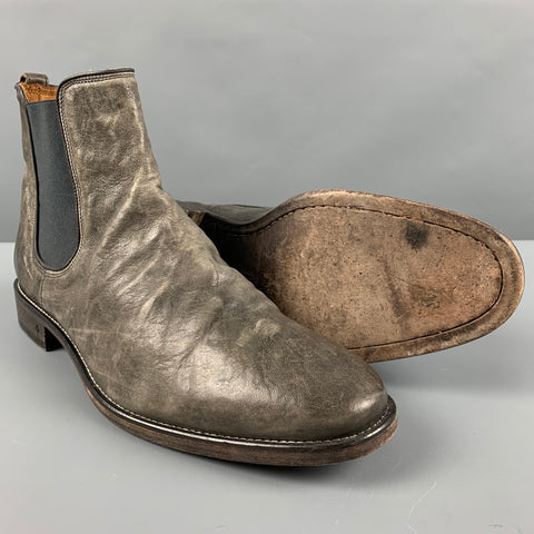 JOHN VARVATOS Taille 10,5 Bottes en cuir vieilli gris