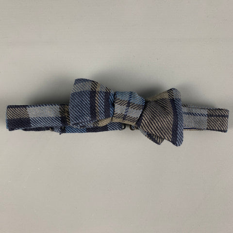 BLADE+BLUE Navy Grey Plaid Cotton Bow Tie