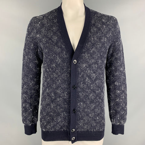 MAISON MARTIN MARGIELA Size XL Navy & White Stripe Wool Blend Button Down Cardigan