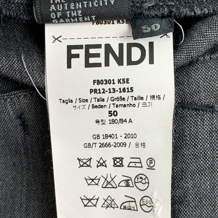 FENDI Size 34 Black Virgin Wool Flat Front Dress Pants