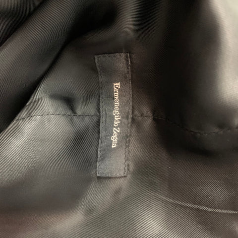 ERMENEGILDO ZEGNA Size M Black & White Dot Print Silk Buttoned Vest