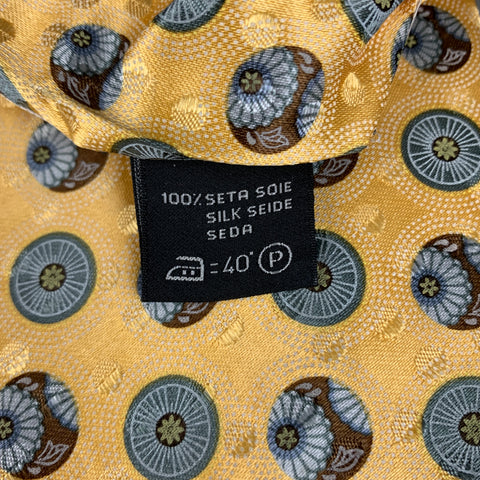 ERMENEGILDO ZEGNA Yellow Blue Circles Silk Tie