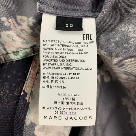 MARC JACOBS Size M Black Pink Print Silk Camp Pants Set